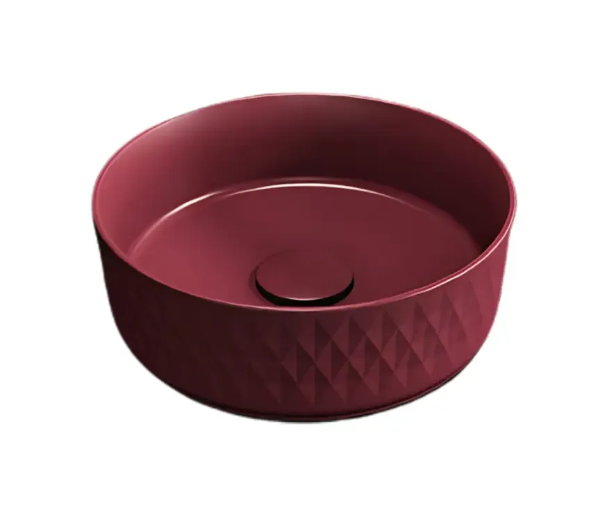 Isvea Infinity waskom rond met deco 36cm rood Rechtstreeks Van De Fabrikant