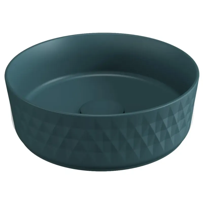 Seizoensaanbieding Isvea Infinity waskom rond met deco 36cm petrol
