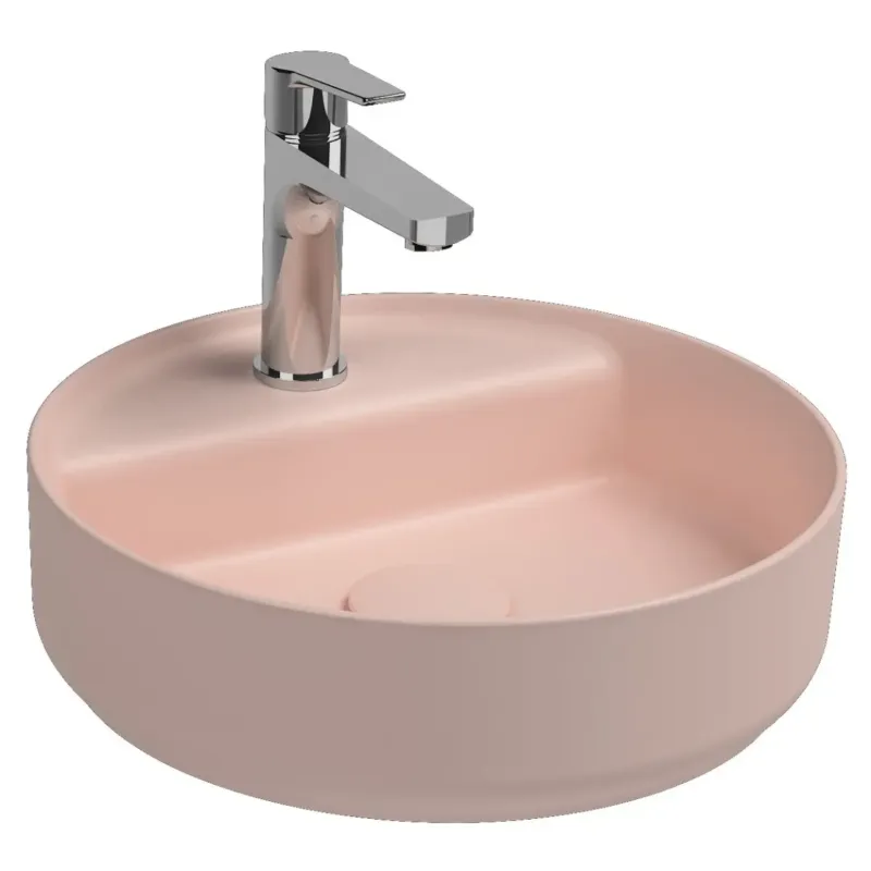 Premium Isvea Infinity waskom rond met kraangat 42cm roze