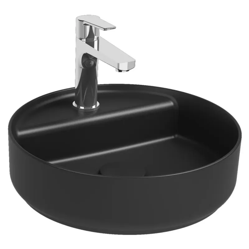 Isvea Infinity waskom rond met kraangat 42cm zwart mat Uitverkoop