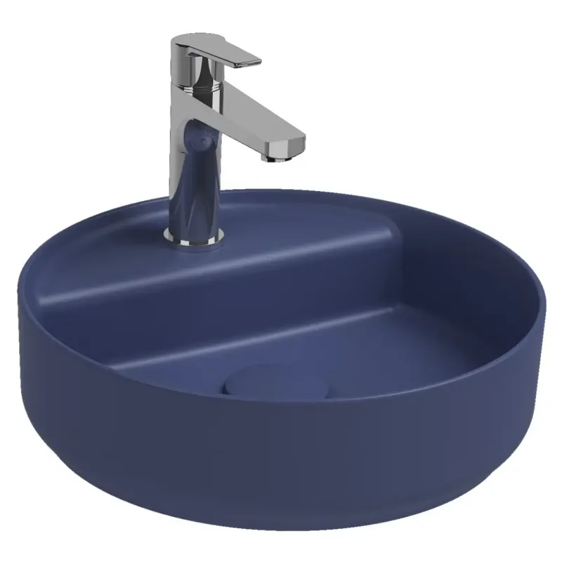 Tijdelijk Beschikbaar Isvea Infinity waskom rond met kraangat 42cm blauw