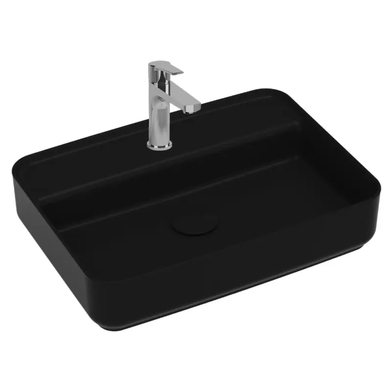 Gecertificeerd Isvea Infinity waskom met kraangat 55x40cm zwart mat