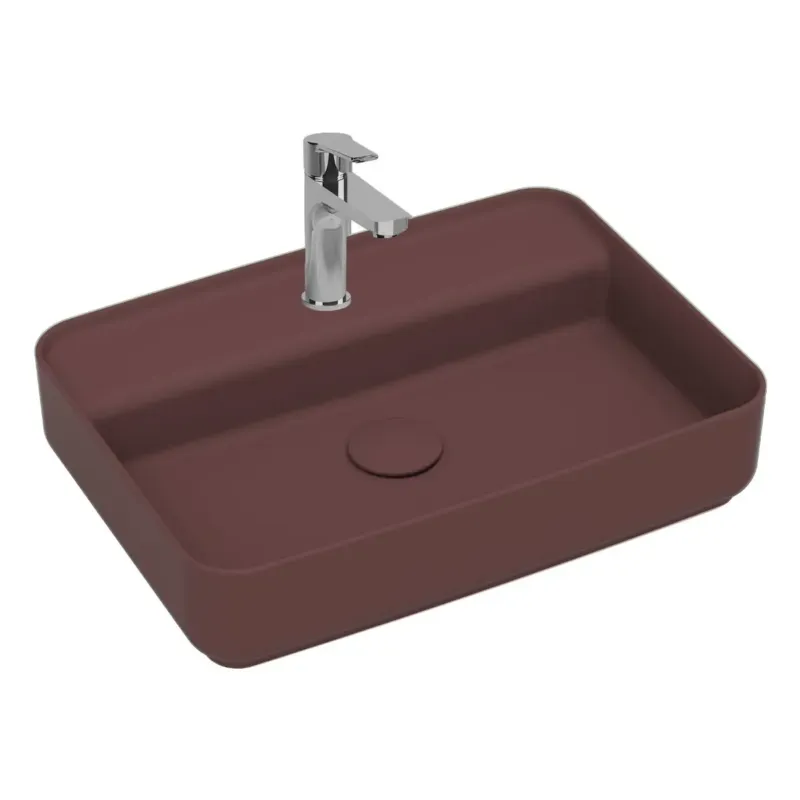 Hoge Kwaliteit Isvea Infinity waskom met kraangat 55x40cm rood