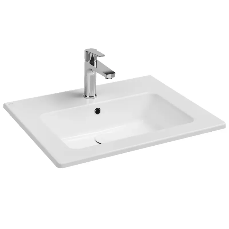 Isvea Sistema T inbouw wastafel met kraangat 60cm wit glans Aanbieding