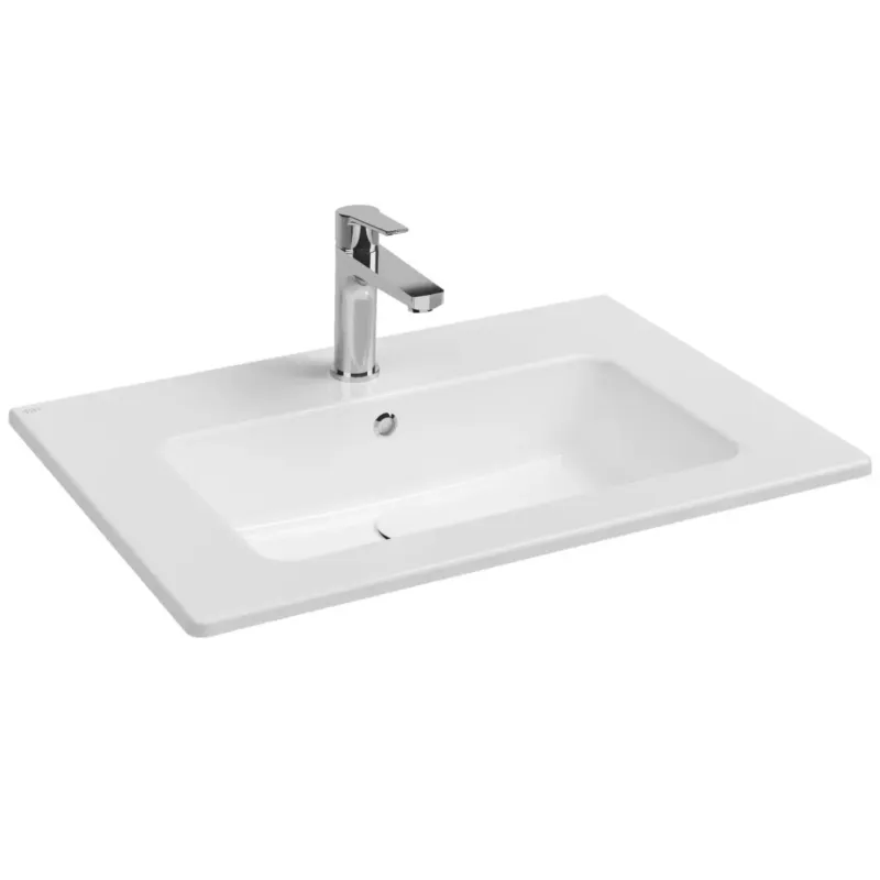 Bestel Nu Isvea Sistema T inbouw wastafel met kraangat 70cm wit glans