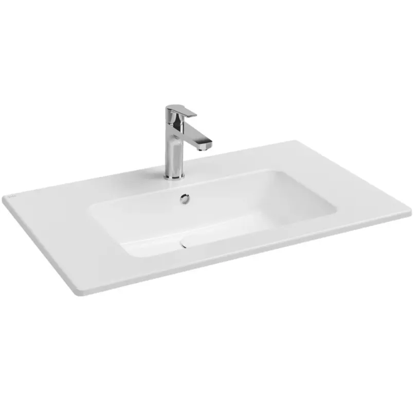 Isvea Sistema T inbouw wastafel met kraangat 80cm wit glans Aanbieding