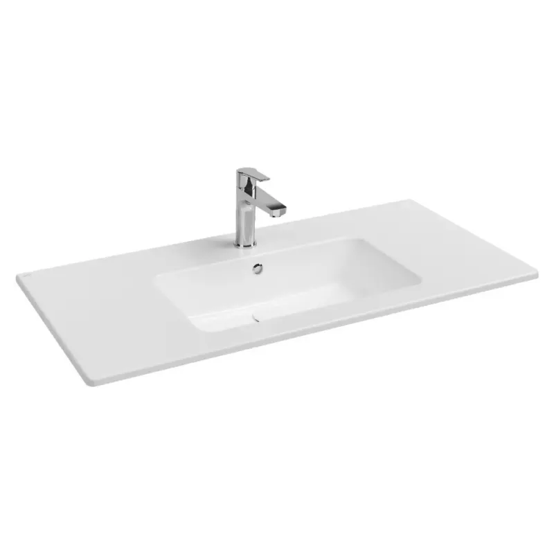 Nu Kopen Isvea Sistema T inbouw wastafel met kraangat 100cm wit glans