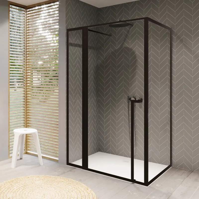 Gecertificeerd Riho Lucid GD203 douchecabine 90x80cm met 30cm zijwand zwart mat