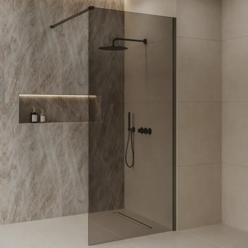 Voordeelprijs Best Design Dalis inloopdouche 120cm gunmetal met mokka glas