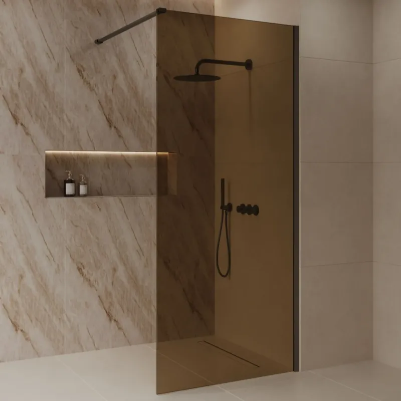 Express Levering Best Design Dalis inloopdouche 90cm gunmetal met amber glas