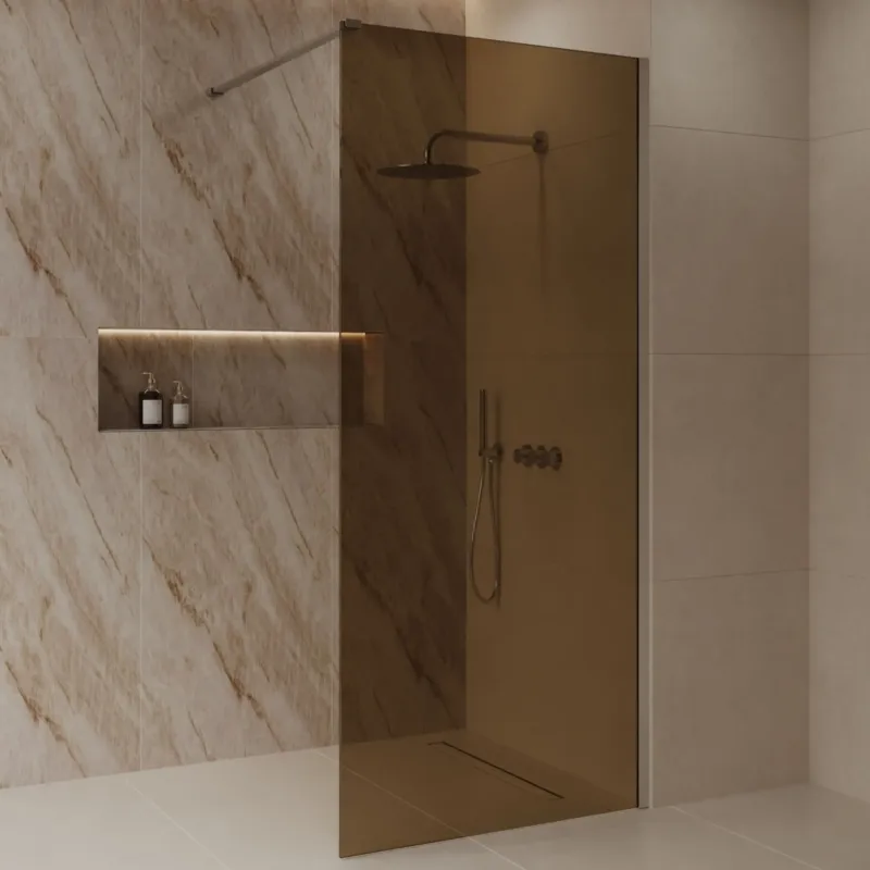 Best Design Dalis inloopdouche 100cm RVS met amber glas Beperkte Voorraad