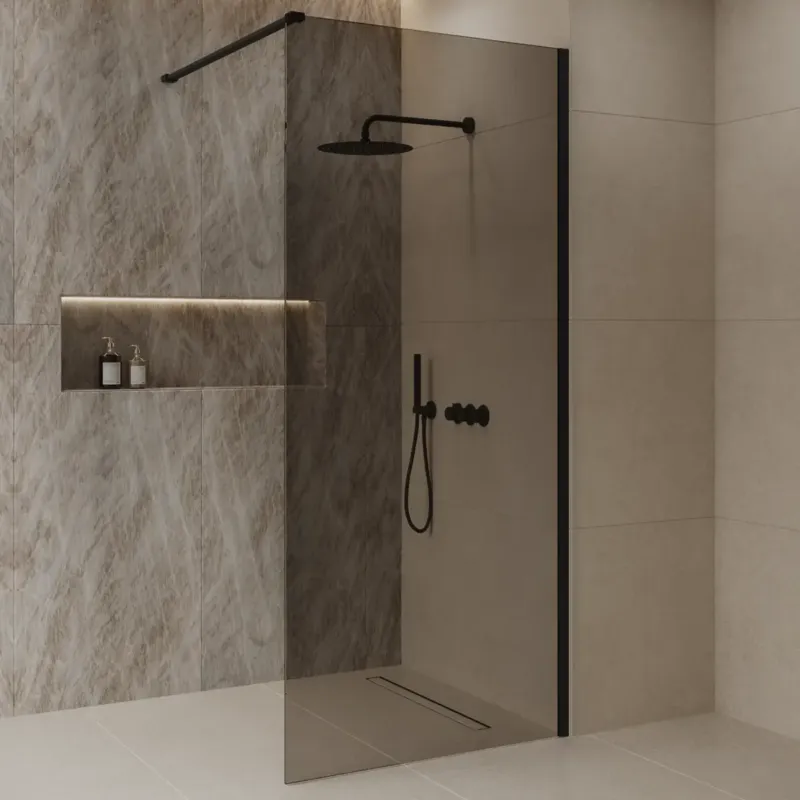 Weekendaanbieding Best Design Dalis inloopdouche 80cm zwart met mokka glas