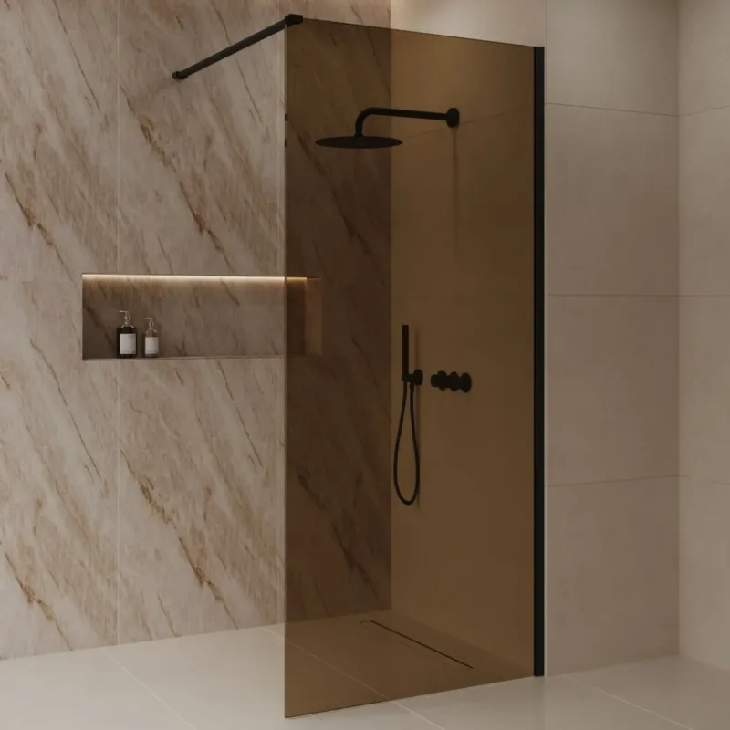 Best Design Dalis inloopdouche 90cm zwart met amber glas Direct Verzonden