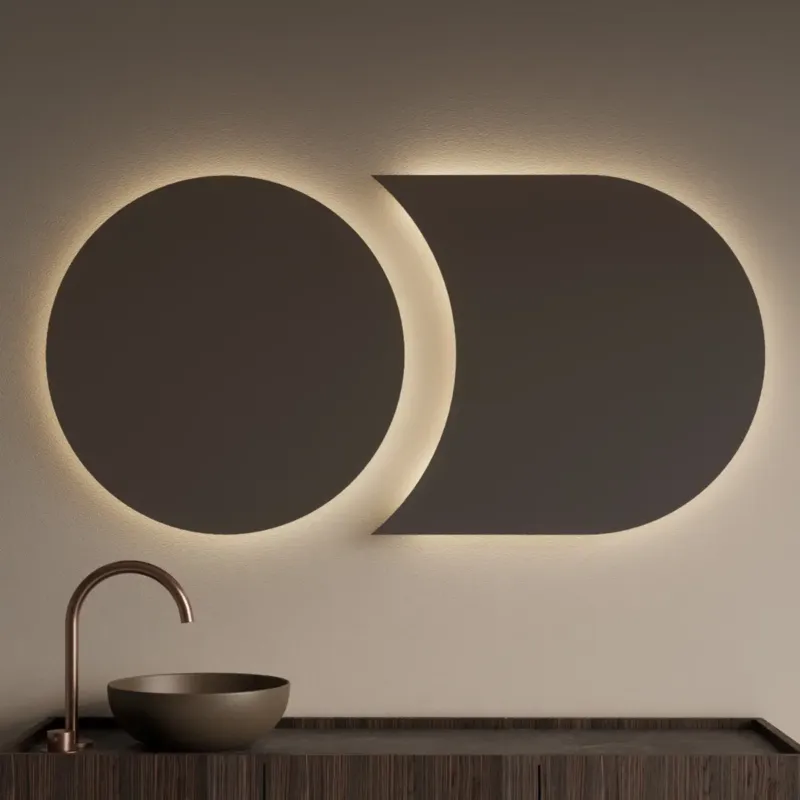 Gliss Design Eris spiegel tweevormig 70 + 80x70cm met handsensor Finale Uitverkoop
