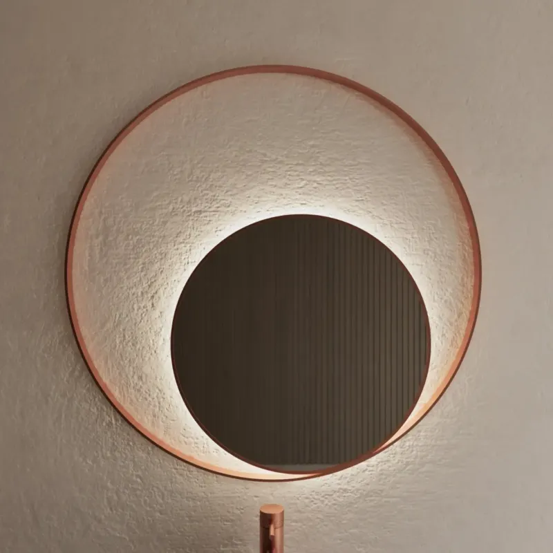 Gliss Design Kosmos spiegel rond met cirkel 80cm koper rosé met handsensor Fabrieksprijs