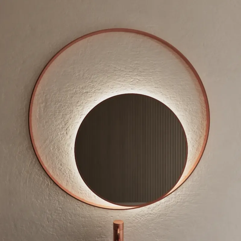 Speciale Aanbieding Gliss Design Kosmos spiegel rond met cirkel 90cm koper rosé met handsensor