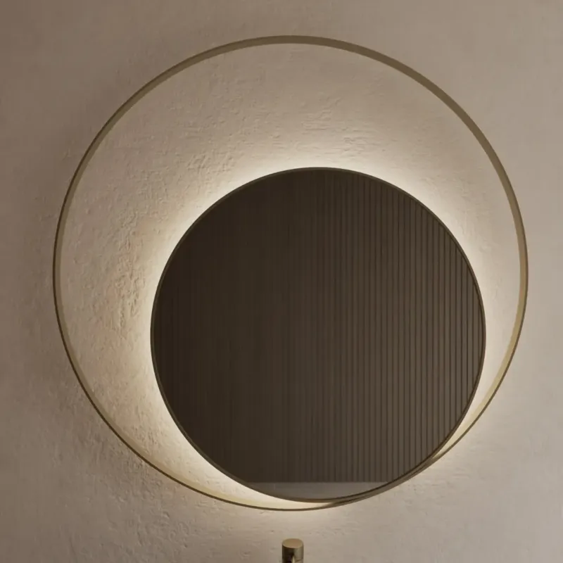 Alleen Vandaag Gliss Design Kosmos spiegel rond met cirkel 100cm mat goud met handsensor