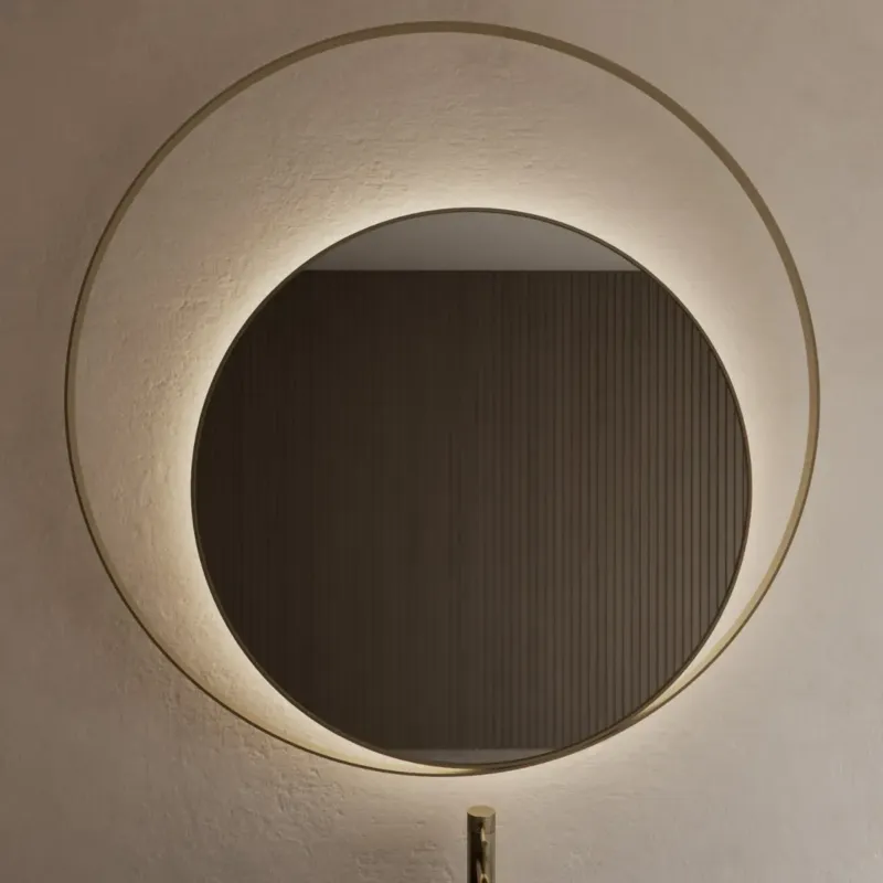 Gliss Design Kosmos spiegel rond met cirkel 120cm mat goud met handsensor Favoriet