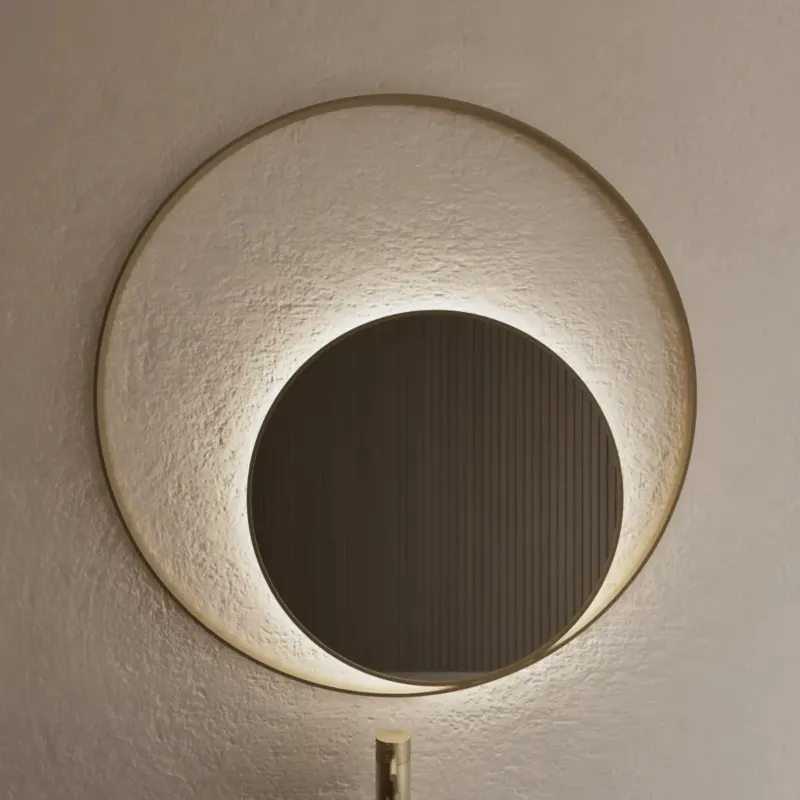 Gecertificeerd Gliss Design Kosmos spiegel rond met cirkel 90cm mat goud met handsensor