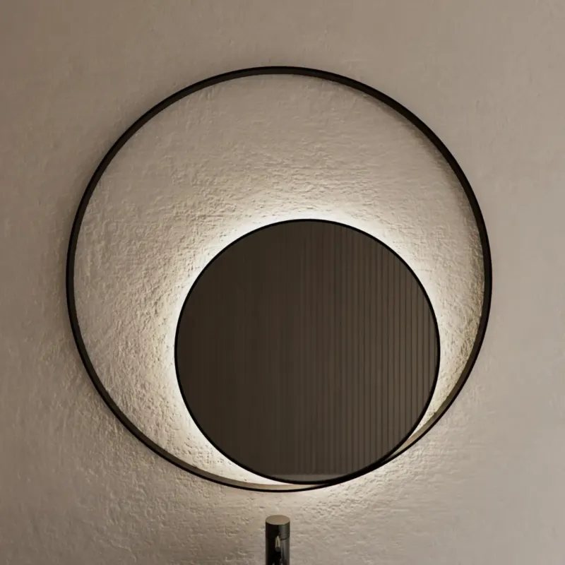 Gliss Design Kosmos spiegel rond met cirkel 80cm mat zwart met handsensor Weekendaanbieding