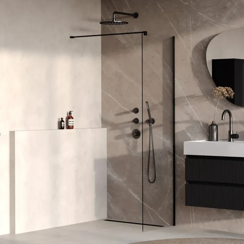 Betaalbaar Brauer Oblivion inloopdouche helder glas 50cm zwart mat