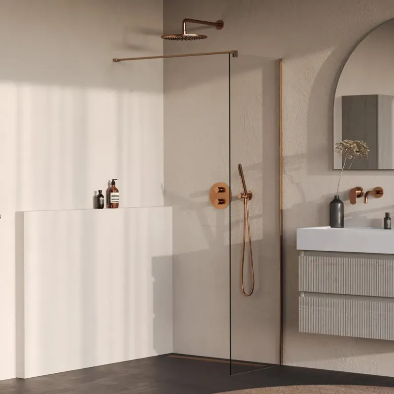 Actieprijs Brauer Oblivion inloopdouche helder glas 50cm koper geborsteld PVD