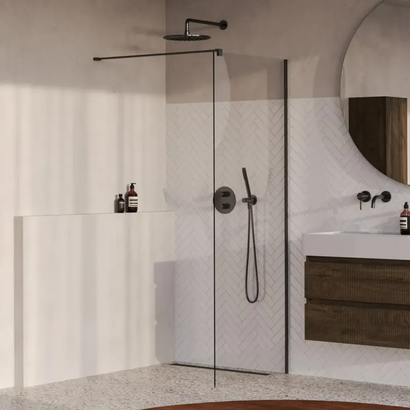 Brauer Oblivion inloopdouche helder glas 70cm gunmetal geborsteld PVD Finale Uitverkoop