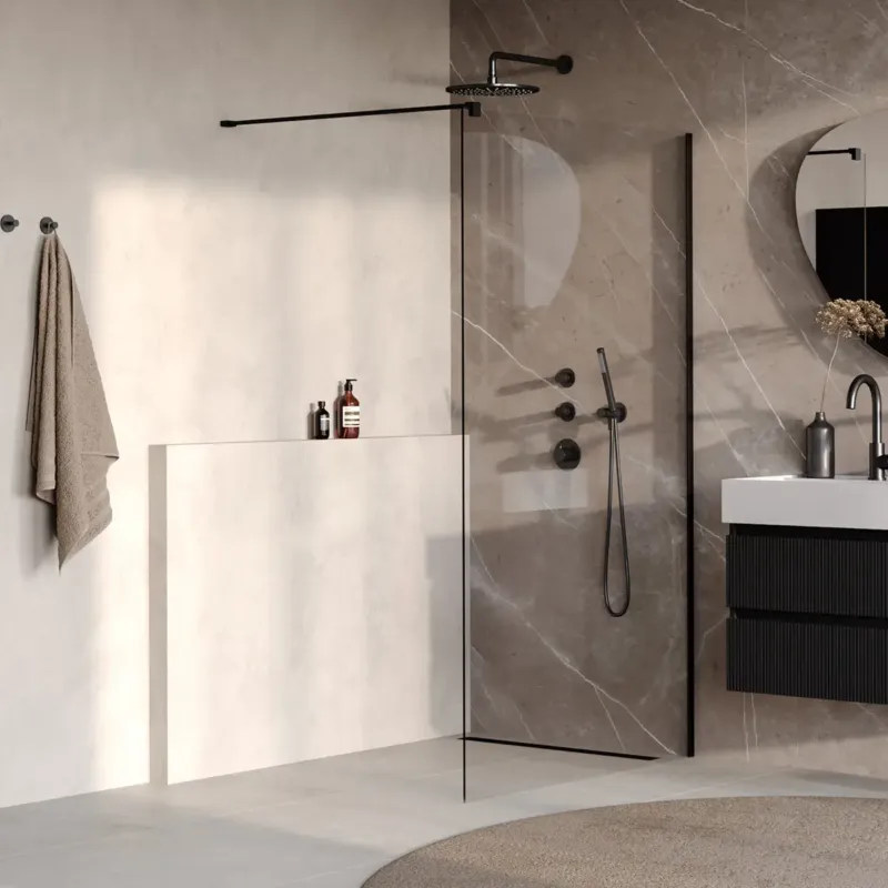 Voordeelprijs Brauer Oblivion inloopdouche helder glas 110cm zwart mat