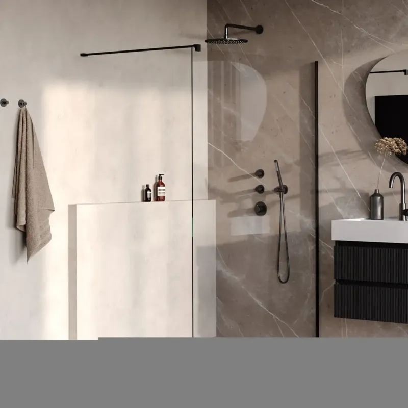 Brauer Oblivion inloopdouche helder glas 140cm zwart mat Beperkt Aanbod