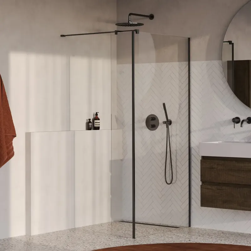 Bestseller Brauer Oblivion inloopdouche helder glas 100cm met 30cm zijwand gunmetal geborsteld PVD