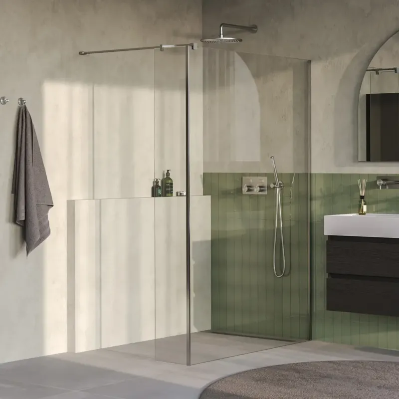 Aanbieding Brauer Oblivion inloopdouche helder glas 140cm met 40cm zijwand RVS geborsteld PVD
