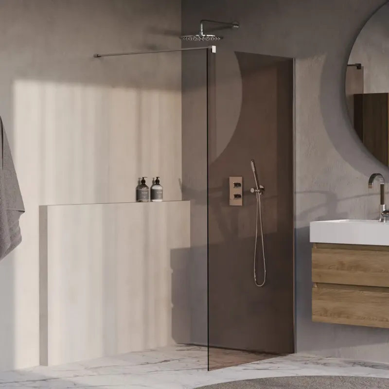 Brauer Oblivion inloopdouche bronsglas 100cm chroom Direct Verzonden