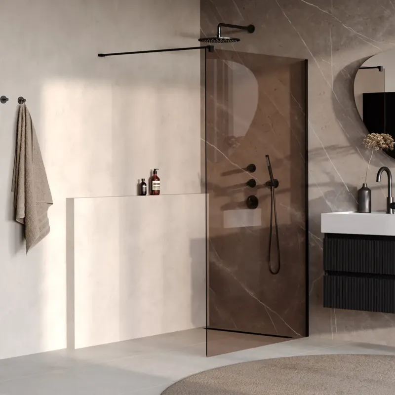 Tijdelijk Beschikbaar Brauer Oblivion inloopdouche bronsglas 120cm zwart mat