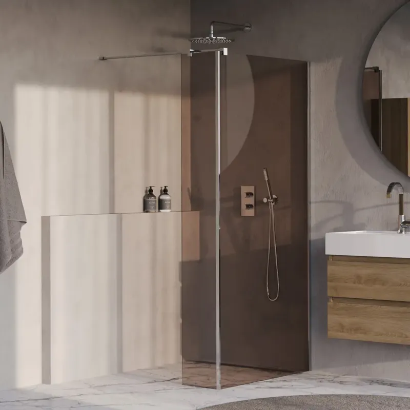 Bestel Nu Brauer Oblivion inloopdouche bronsglas 90cm met 30cm zijwand chroom