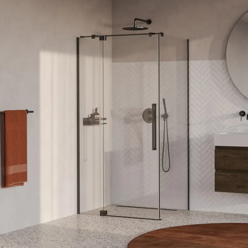 Tijdelijk Beschikbaar Brauer Stellar douchecabine met draaideur 100x80cm gunmetal geborsteld PVD