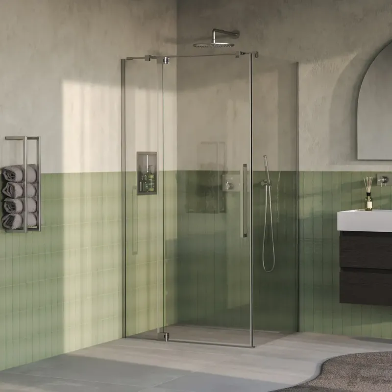 Brauer Stellar douchecabine met draaideur 100x90cm RVS geborsteld PVD Aanbieding
