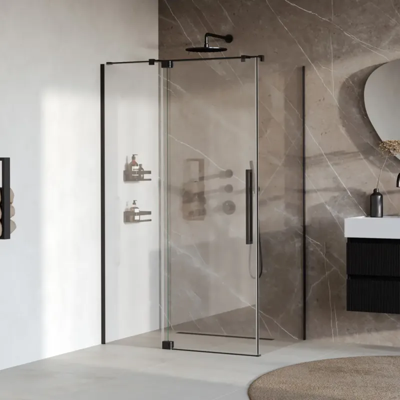 Brauer Stellar douchecabine met draaideur 120x90cm zwart mat Premium