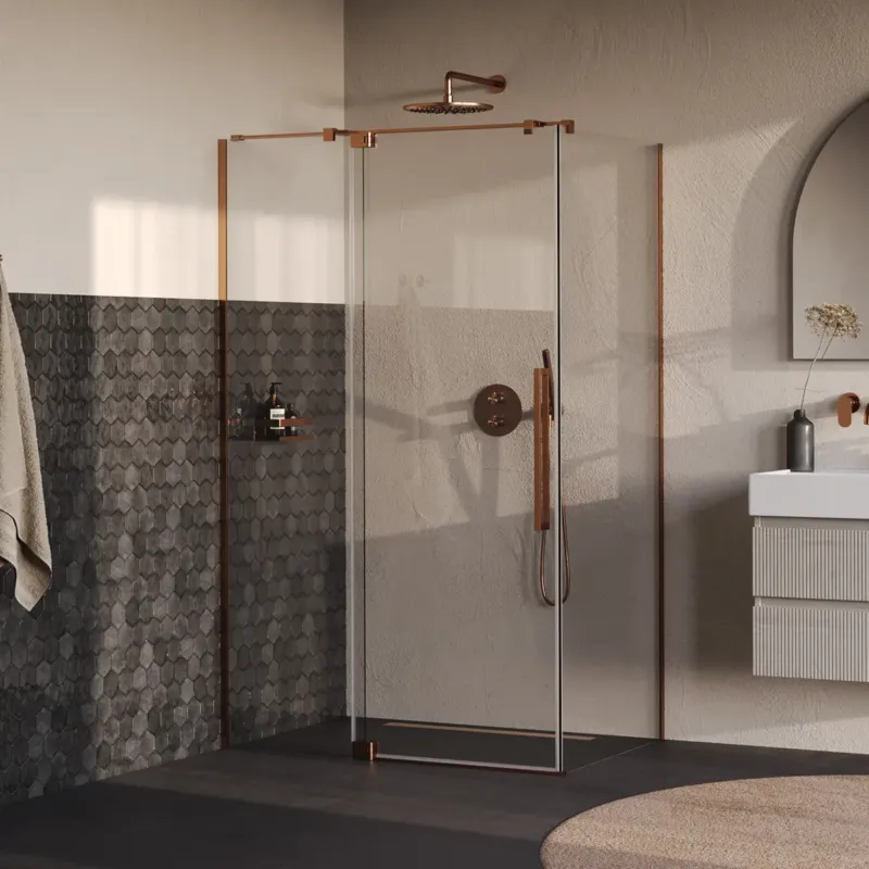 Betrouwbaar Brauer Stellar douchecabine met draaideur 120x100cm koper geborsteld PVD
