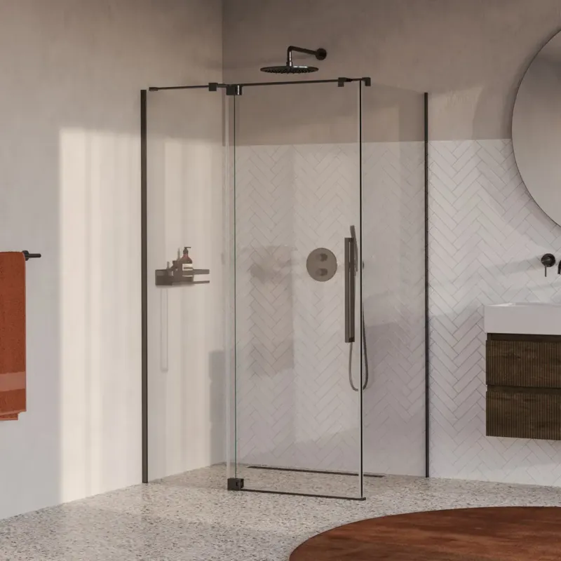 Brauer Stellar douchecabine met draaideur 120x100cm gunmetal geborsteld PVD Exclusieve Aanbieding