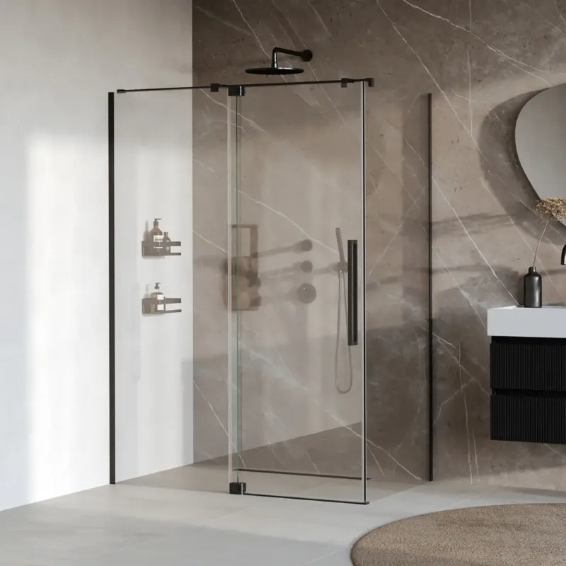 Brauer Stellar douchecabine met draaideur 140x80cm zwart mat Flitsaanbieding