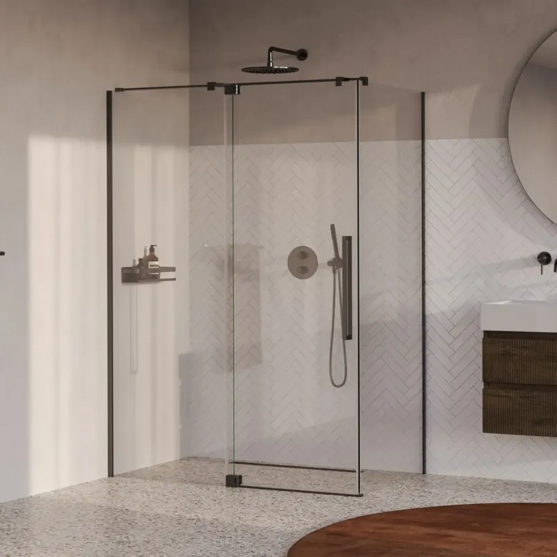 Premium Brauer Stellar douchecabine met draaideur 140x90cm gunmetal geborsteld PVD