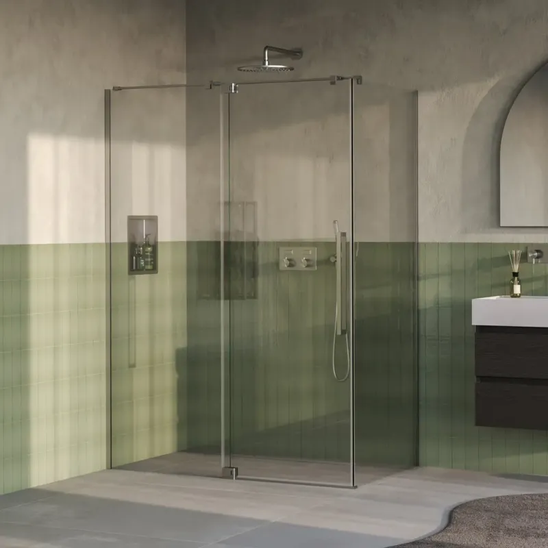 Brauer Stellar douchecabine met draaideur 140x100cm RVS geborsteld PVD Bestseller