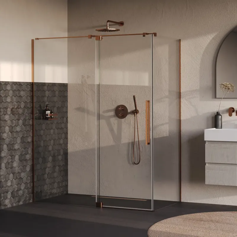 Brauer Stellar douchecabine met draaideur 160x80cm koper geborsteld PVD Fabrieksprijs