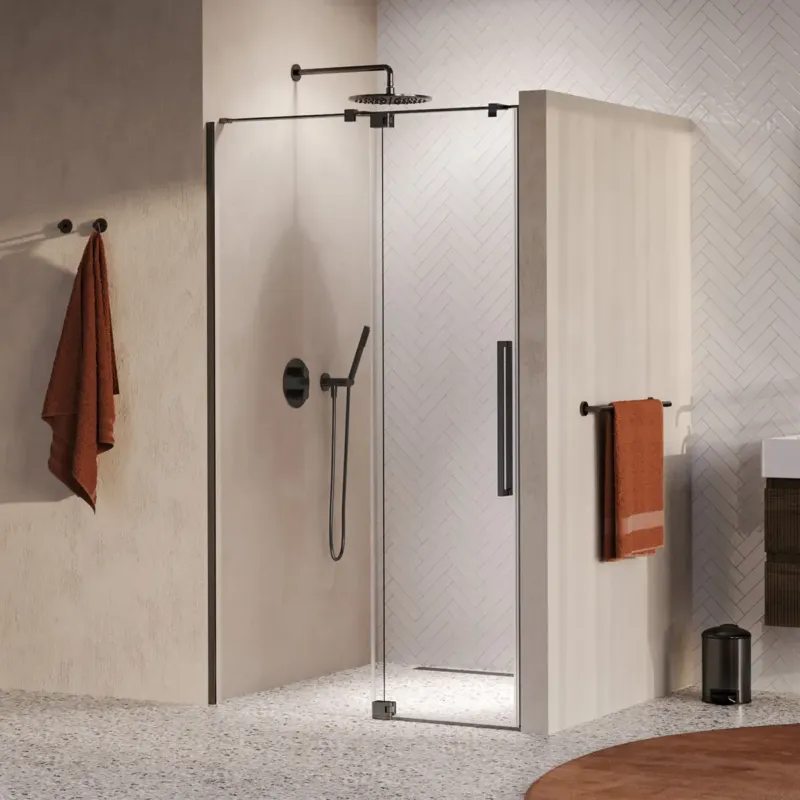 Brauer Stellar nisdeur met vaste wand 88.5-100cm gunmetal geborsteld PVD Lage Prijs