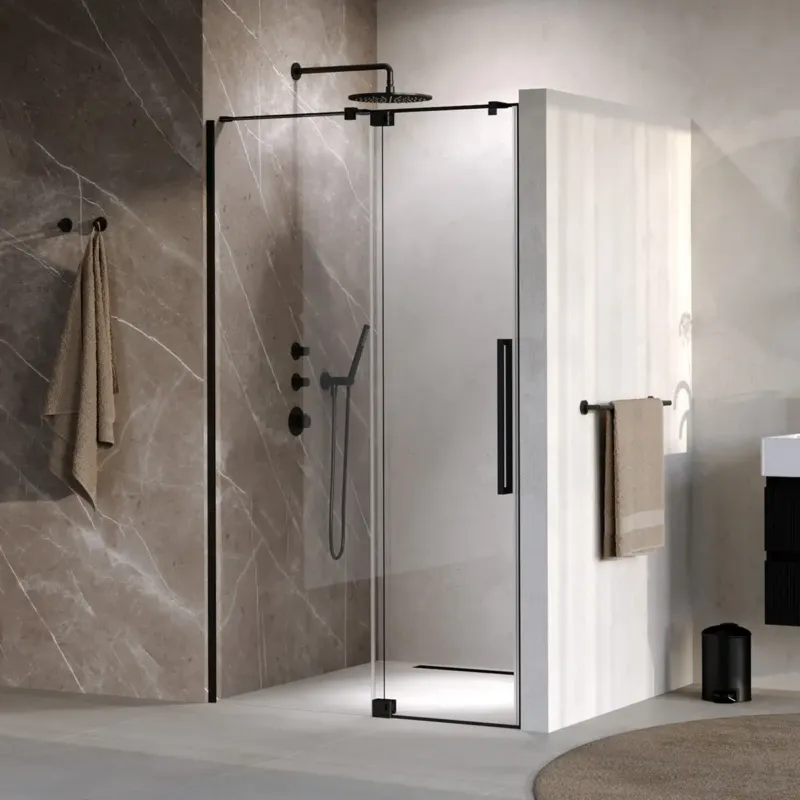 Speciale Aanbieding Brauer Stellar nisdeur met vaste wand 108.5-120cm zwart mat
