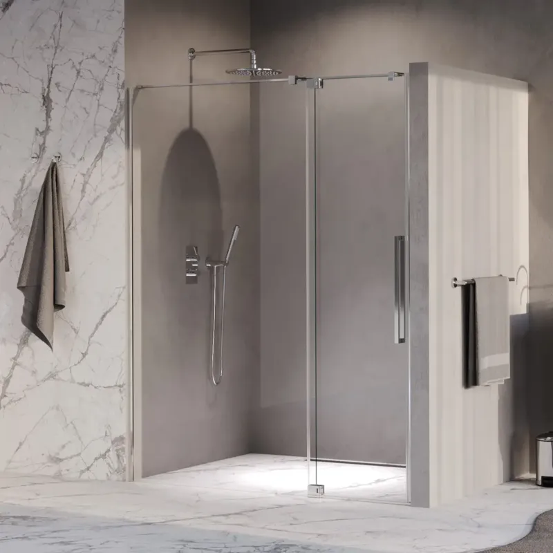 Brauer Stellar nisdeur met vaste wand 128.5-140cm chroom Voordeelprijs
