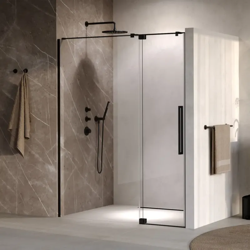 Op = Op Brauer Stellar nisdeur met vaste wand 128.5-140cm zwart mat