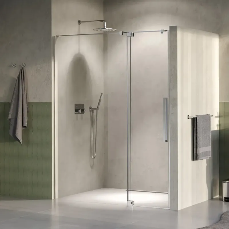 Voordeelprijs Brauer Stellar nisdeur met vaste wand 128.5-140cm RVS geborsteld PVD