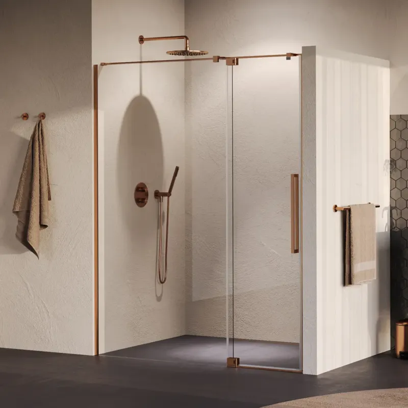 Betrouwbaar Brauer Stellar nisdeur met vaste wand 148.5-160cm koper geborsteld PVD