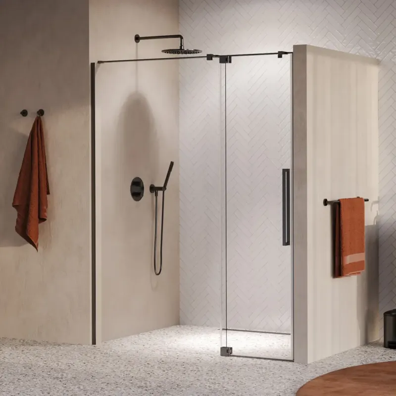 Brauer Stellar nisdeur met vaste wand 148.5-160cm gunmetal geborsteld PVD Koopje